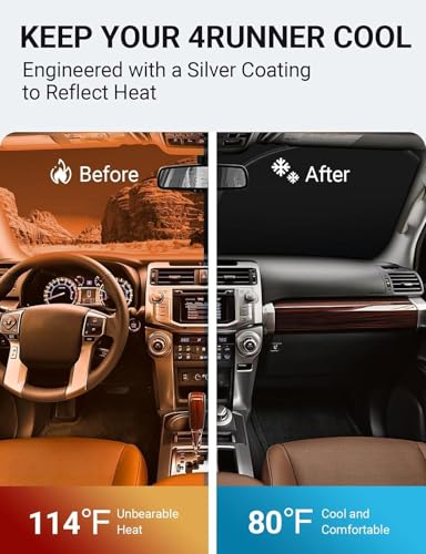 Image of Proadsy Front Windshield Sun Shade Foldable Sunshade Protector Custom Fit 2010-2025 4Runner 4-Runner SUV, SR5 Trail Limited Accessories 2026 Upgrade