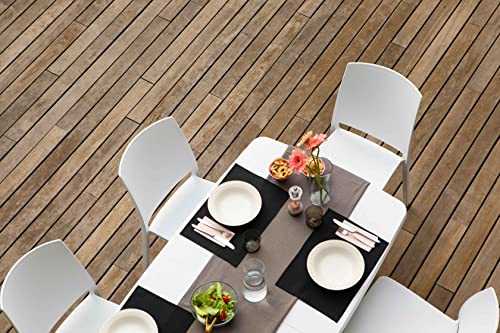 Table de jardin rectangulaire Oliver blanche 158x78cm - 6