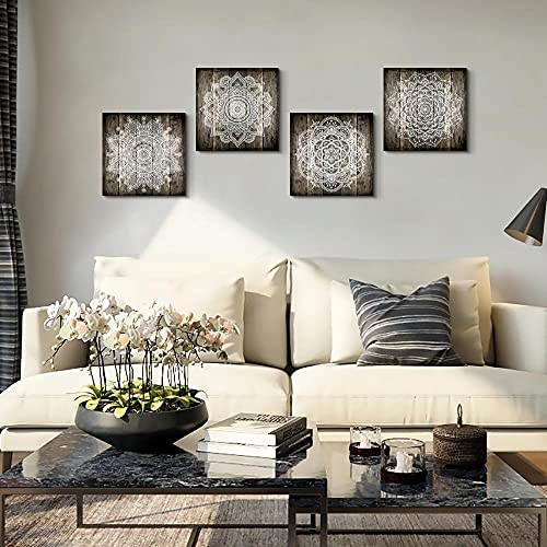 Canvas Wall Art For Bedroom Wall Decor For Living Room Black And White Abstract Paintings Modern 4 Piece Framed Retro Pattern Canvas Art Bathroom Prints Ready To Hang Pictures For Home Decorations #TOP2