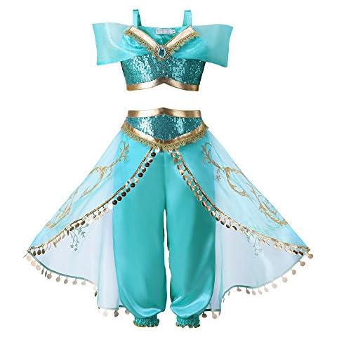 Pettigirl Girls Sequin Classic Princess Dress up Costume Outfit, Blue, 7Year Cover