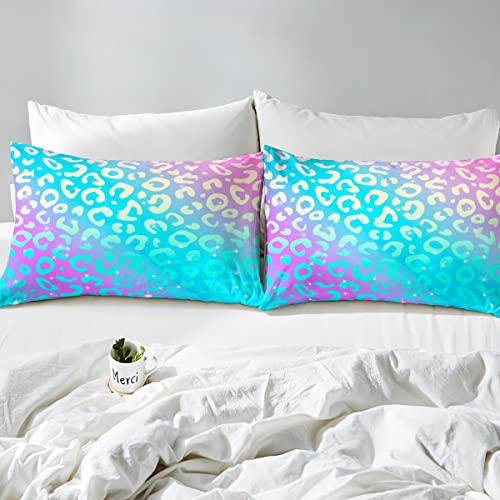 Leopard Fitted Sheet Single Size,Abstract Cheetah Print Bed Cover with 1 Pillowcase,Animal Skin Print Bedding Set 2pcs for Kids Boys Girls Room Decor,Soft Polyester Bedding - Image 4