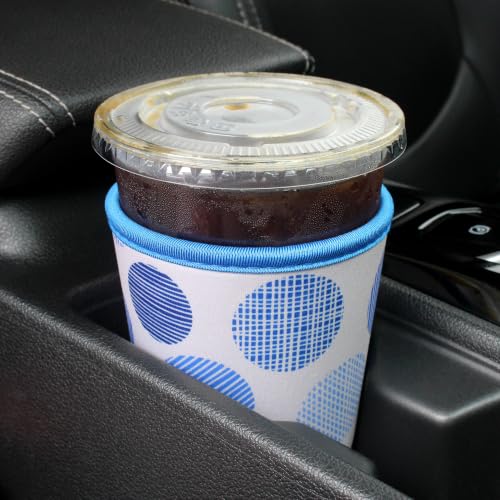 Image of 3 Pack Reusable Iced Coffee Sleeves - Xumbtvs Insulator Sleeve for Cold Beverages, Neoprene Coffee Cup Holder (Line Circle)