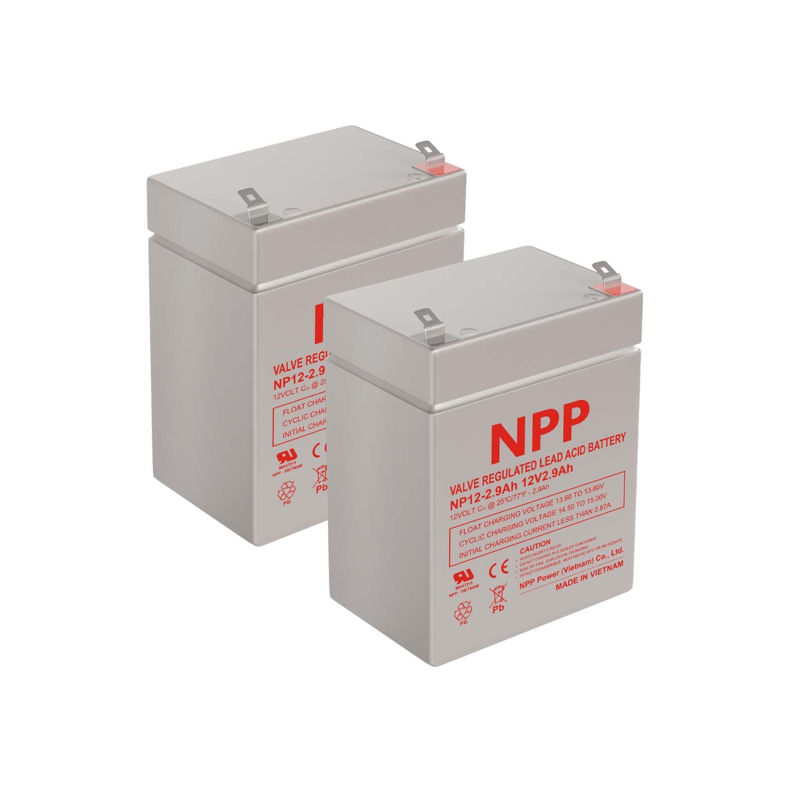 NPP 12V 2.9Ah Rechargeable AGM SLA Battery with F1 Terminals, 12Volt Deer Feeder Battery Replacement for UPS, Emergency Light, Alarm Security System