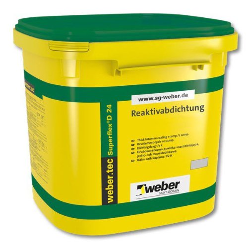Weber.tec Superflex D 24 | 24 kg | Reaktivabdichtung - hochflexible und bitumenfreie Dickbeschichtung zur erdberührten Außenabdichtung | unter Estrich oder als Kleber für Polystyrol-Hartschaumplatten