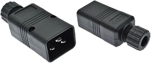 Miniatura 2 de Paquete de 2 adaptadores de enchufe de alimentación rewirable IEC 320 C20, Toptekits C20 bloqueo de tornillo CA, enchufe de CA IEC 320 C20 macho, EN