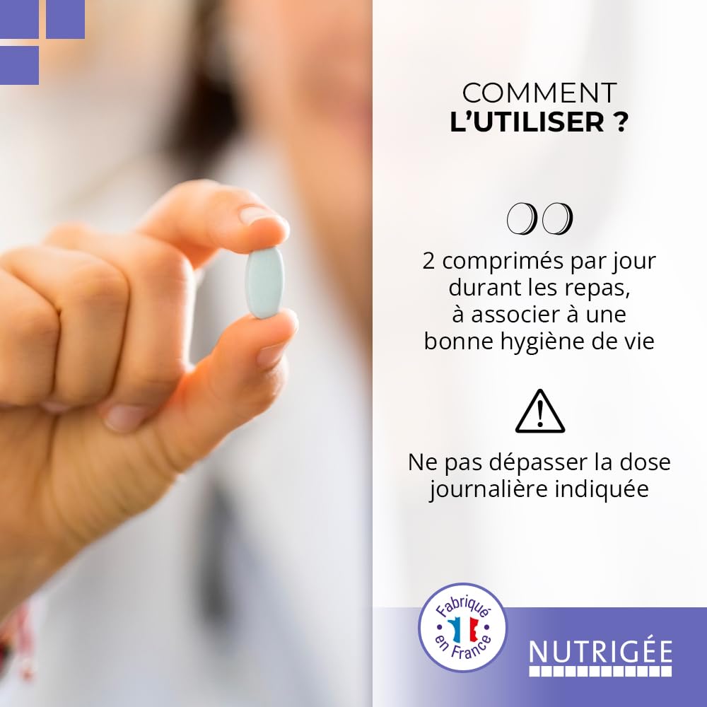 NUTRIGÉE - Basilic Sacré Fort - Équilibre - Anti-Stress - Bien-Être - Régule L'Humeur, Agit Contre Le Stress, Réduit La Fatigue - 2 Prises/Jour - 60 Comprimés - Programme 30 Jours - Fabriqué en France