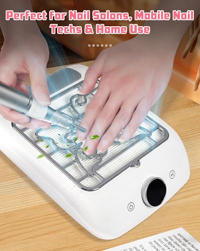Kabeyoe Dust Collector Nail Tech, 30-Speed Adjustable with LED Display, Powerful Nail Dust Collector Quiet for Acrylic Nails, 2 Reusable Filters, Low Noise Nail Fan Dust Collector for Salon & Home Use