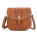 forestfish Ladie's PU Leather Vintage Hollow Bag Crossbdy Bag Shoulder Bag (Brown)