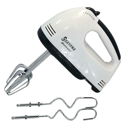 HEET 7 Speed 300 W Hand Mixer with 4 Pieces Stainless Blender, Bitter for Cake/Cream Mix, Food Blender, Beater for Kitchen Beater for Cake (White)