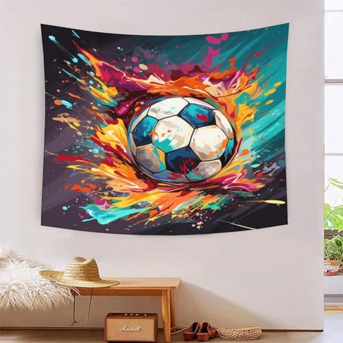 Tapisserie murale football effet 3D deco textile pour dortoir et salon moderne