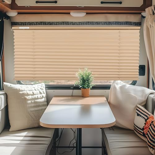 RVINGPRO RV Blinds for Camper Windows, Camper Replacement Blinds, Privacy Protection, RV Window Shades for RV, Camper, Travel Trailer, Cappuccino (26" W x 24" L) by RVINGPRO - Used condition - US$27.26