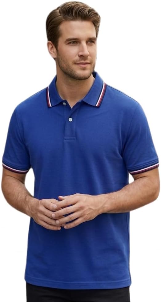 Tommy Hilfiger Men's Short Sleeve Casual Polo Shirts in Regular Fit with Stretch and Cuff Designs