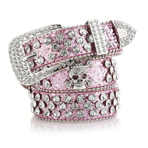 NUEAYMS Scary Head Skull Buckle Waist Belt Shinning Buckle Belts For Women Men Luxury Waist Strap For Jeans Dress Faux-lea