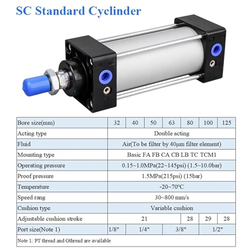 Vérin pneumatique double effet SC40 course 50mm pour automatisme - 5