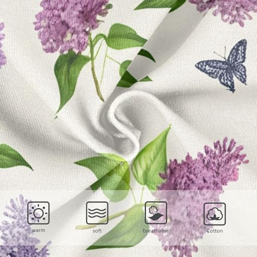 Cotton Toddler Underwear Custom Lilac Flowers Purple Lavender Beige Panties for Girl Print Briefs Girls Undies 2t3