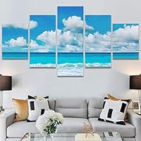 SIGNWIN 5 Panel Canvas Wall Art Modern Art Beach Coastal Expressive Global Multicolor Photography for Home Decorations Ready to Hang - 60