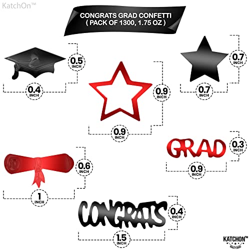 Image of Graduation Decorations 2026 | Red and Black Graduation Confetti 2026 - Pack of 1300 | Graduation Confetti class of 2026 | 2026 Confetti Graduation | 2026 Graduation Table Decorations, KatchOn