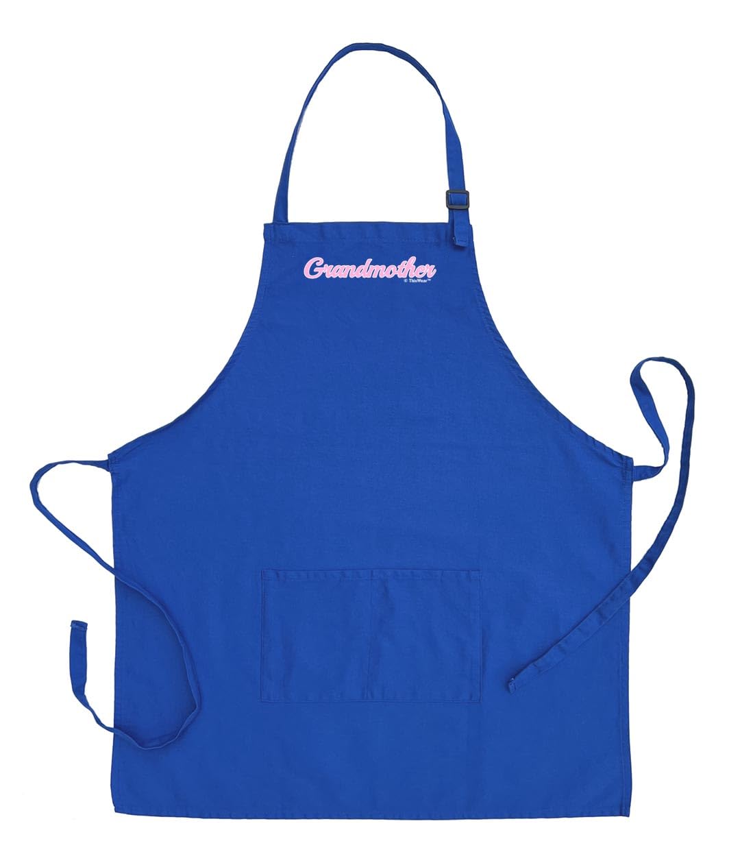 ThisWear Inspirational Gift For Grandmother Script Name Two Pocket Adjustable Bib Apron Royal