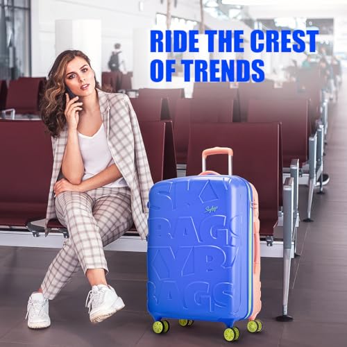 Skybags-Crest-Medium-Size-Hard-Luggage-69-cm-Polycarbonate-Luggage-Trolley-with-8-Wheels-and-TSA-Approved-Lock-Dazzling-Blue-Amber-Unisex