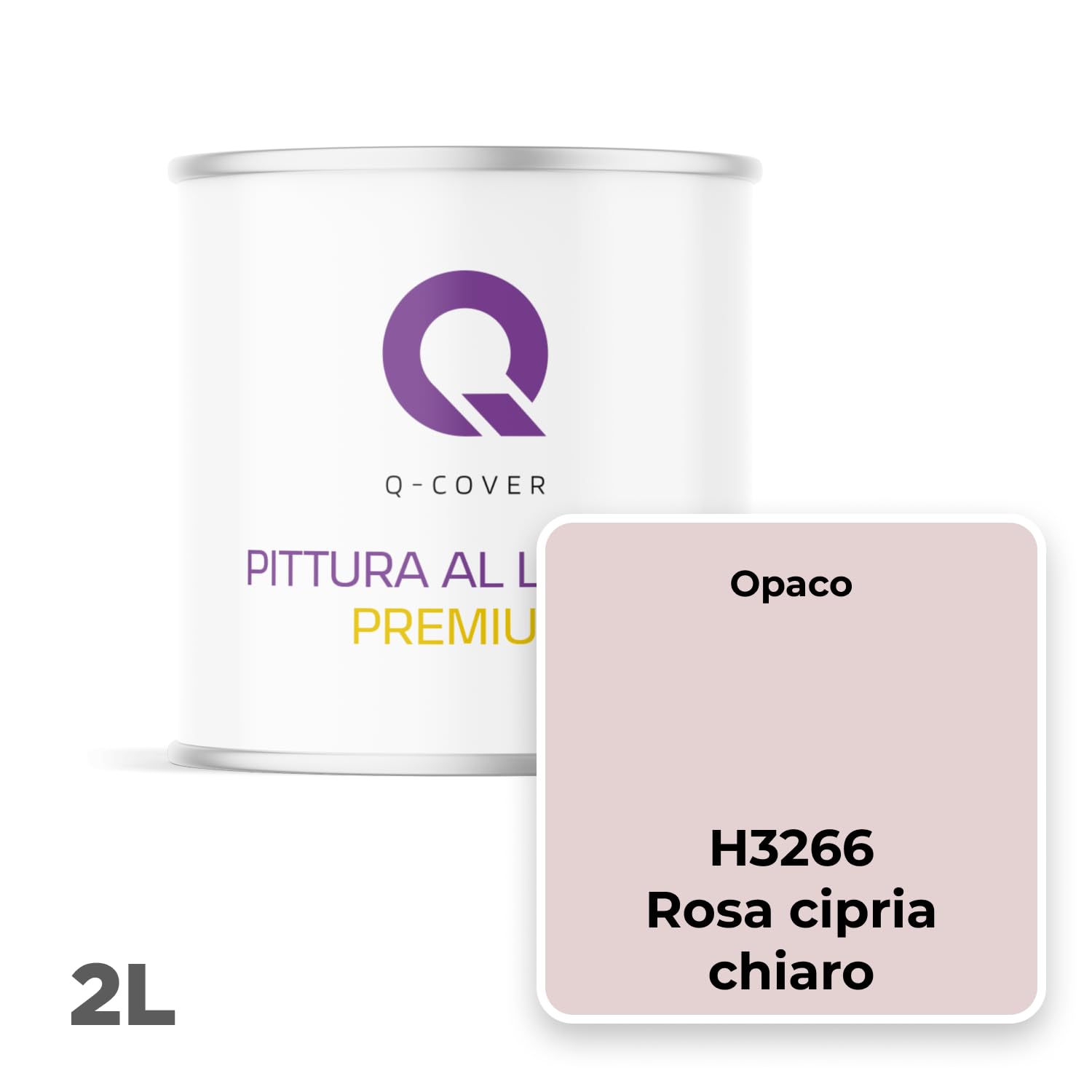 Vernice al lattice Lavabile 2L (circa 14m2) Polvere di Rosa Chiaro Tonalità Colore per Interni Pittura per Pareti Pittura per Soffitto Classe 2 Colore Opaco Per Allergici Resistente alla