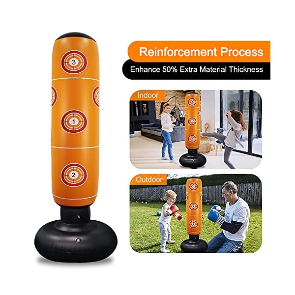 Punching-Bag-for-Kids-63-Inch-Inflatable-Kids-Punching-Bag-with-Stand-Free-Standing-Boxing-Punching-Bag-Bounce-Back-for-KidsYouthAdults-Practice-Kickboxing-MMA-Karate Punching Bag