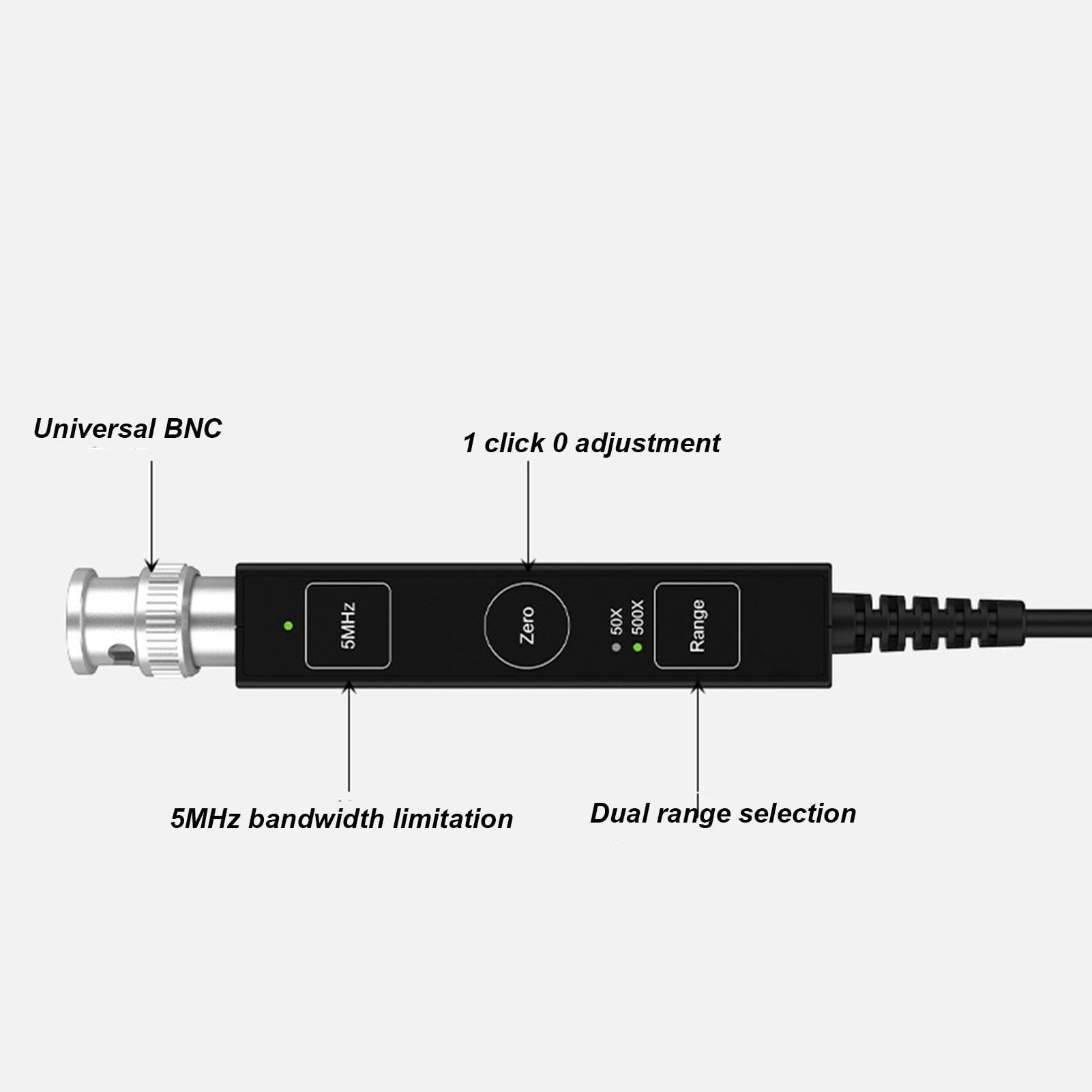 Hyuduo Sonda de Osciloscopio ABS Sonda Diferencial de Alto Voltaje 100MHz 3000V Interfaz BNC 100X 1000X para Técnicos de Ingenieros de Laboratorio de Pruebas Electrónicas