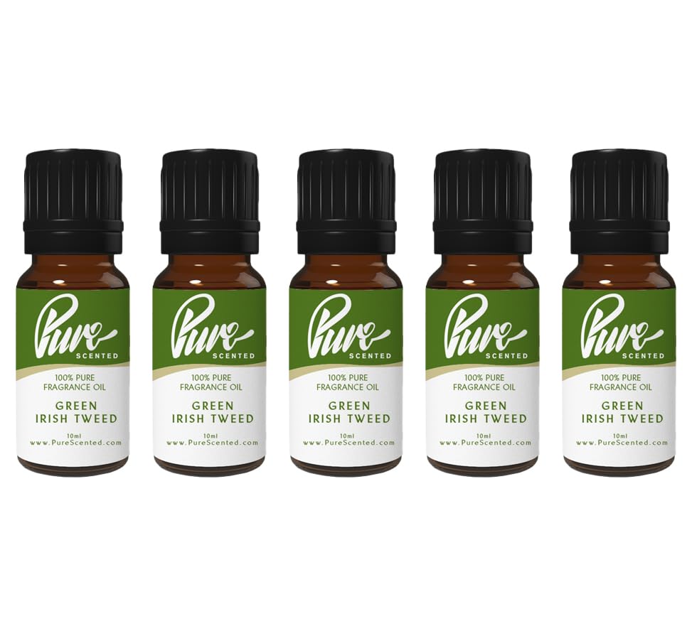 Pure Scented 50ml Fragrance Oils - 5 x 10ml Suitable for Candles, Soaps, Slime, Diffusers, Cosmetics, Wax Melts, Designer (5 x 10ml, Kreed Irish Tweed)