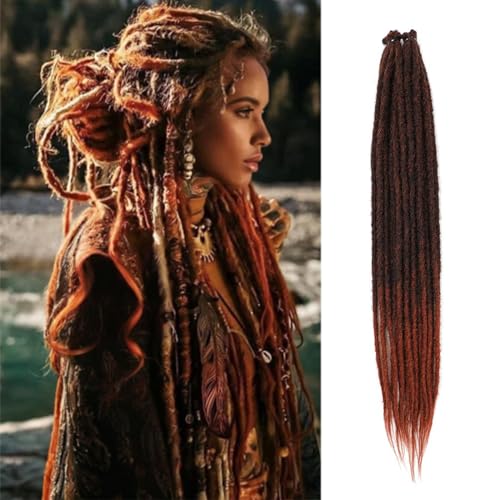Dreadlock Extensions 24 Inch Synthetic Hippie Single Ended Dreads 10 Strands Ginger 0.6 cm Width Loc Extensions Reggae Style Crochet Hair for Women(1B/350, SE 10 Strands) Dreadlock Extensions 24 Inch Synthetic Hippie Single Ended Dreads 10 Strands Ginger 0.6 cm Width Loc Extensions Reggae Style Crochet Hair for Women(1B/350, SE 10 Strands)