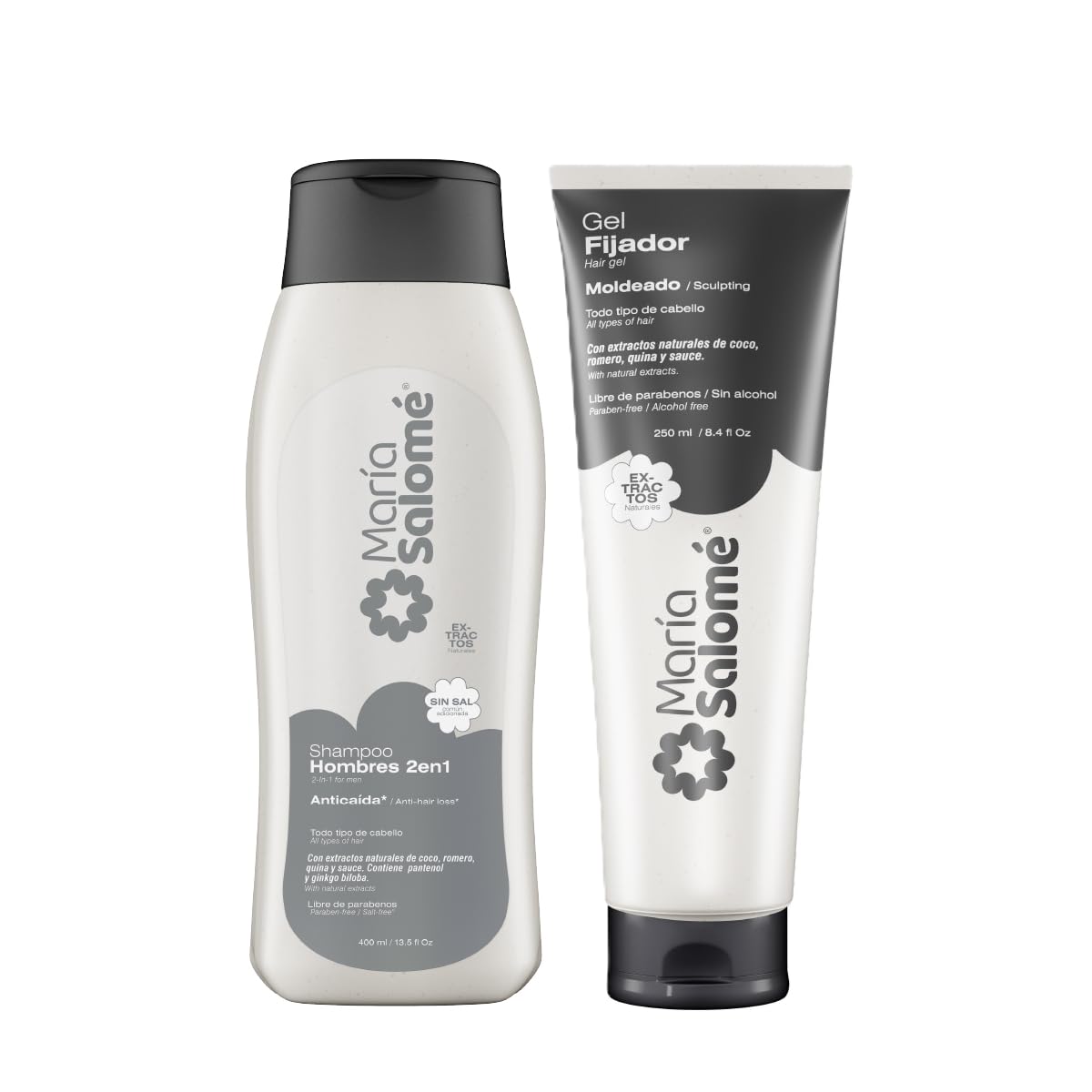 María Salomé KIT for Men - Shampoo Hombres 2EN1 Prevencion Caida 13.5 fl oz + Gel Fijador 8.4 fl oz
