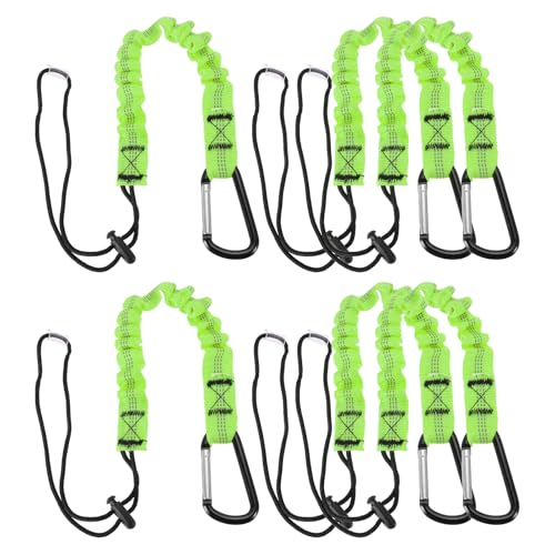 Image of MECCANIXITY Retractable Tool Lanyard 2ft with Single Aluminum Buckle and Adjustable Loop End, Maximum Weight Limit 10KG / 22lb, Safety Fall Protection Tools Leash, Green 6 Pack