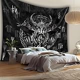 Die Bedeutung von Odin: Entdecke die warmen Wurzeln unserer Familie Arsey Wandteppich – Wikinger Deko mit Odin und Raben, Runen Wandtuch, Ideal für Nordische Mythologie und Viking-Liebhaber, Tapestry Wandbehang 200 x 150, Schwarz