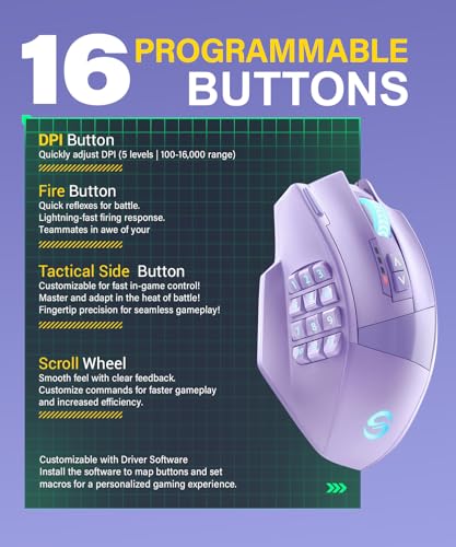 image for UtechSmart Venus Pro Wireless MMO Gaming Mouse, 16,000 DPI Optical Sen