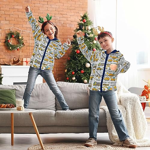 Image of Aflyko Boys Fleece Coat Blue Zip-Up Hoodie Girls Outerwear Kids Hooded Jacket 3-10T