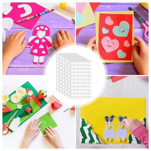 Gosknor 6 Stück Klebepads Doppelseitig, 1,2x1,2 cm Doppelseitig Klebende Schaumstoffquadrate Vorgeschnittene Klebepunkte Bastelbedarf für Scrapbook-Klassenbürobedarf