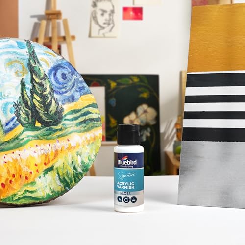 BLUEBIRD Signature Varnish for Acrylic Painting, Gloss, 3.4 Fl Oz (100ML), Non-Yellowing, Non-Toxic, Anti-Crazing, Gloss Varnish for Pro Artists, Hobby Painters & Kids