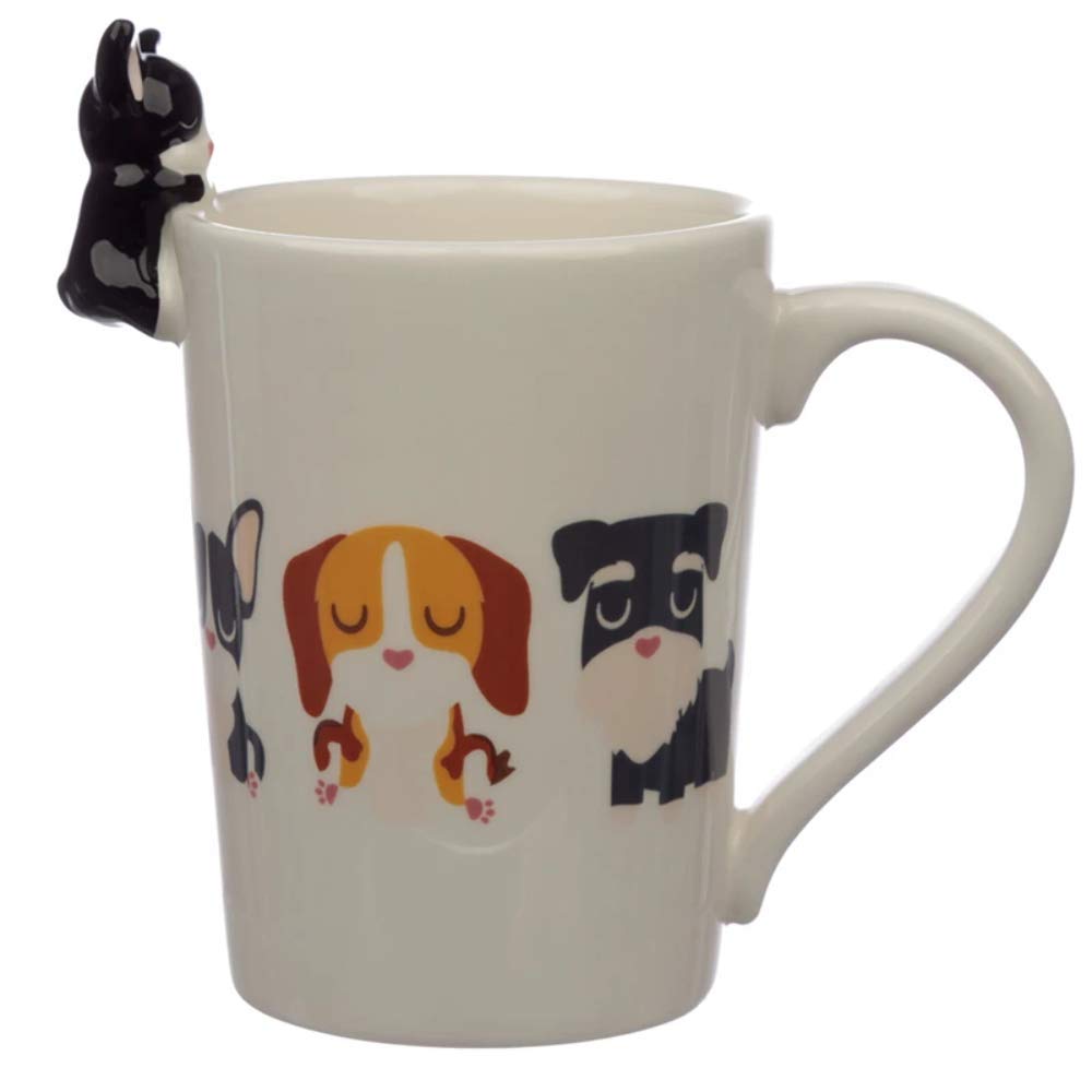 Puckator Multi Dog Squad French Bulldog On Handle Ceramic Mug, Tea Coffee Hot Drinks, Decorative Gift Box, Home Kitchen Office Height 14Cm Width 14.5Cm Depth 8.5Cm