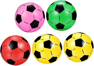 BESPORTBLE Set de 5 Balones de Fútbol de Plástico Inflables para Niños, Colores Brillantes, Cómodos y Resistentes para Fiestas y Actividades Escolares