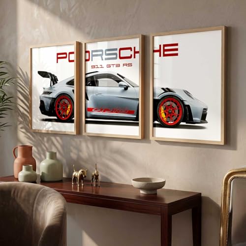 Image of HOTHOUSE Big Porsche Cars Framed Posters Gift Items for Boys Room Wall Decoration Bedroom Living Room Office Studio Decor | Car Poster Frame for Wall Decor Set Of 3 Size (10 X 13 inch)