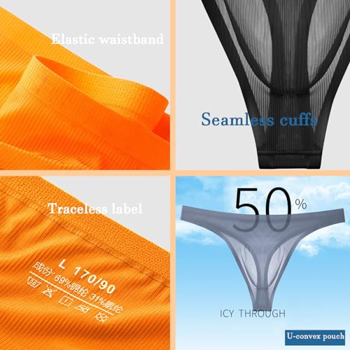 Men's Seamless Briefs Breathable Transparent Ultra-thin Underwear Sexy Bikini2