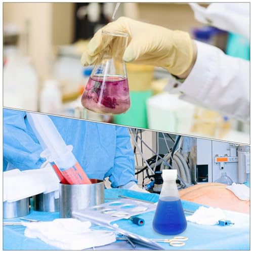 Matraz de laboratorio de plástico engrosado de 6 piezas con tapón para matraz cónico graduado 5