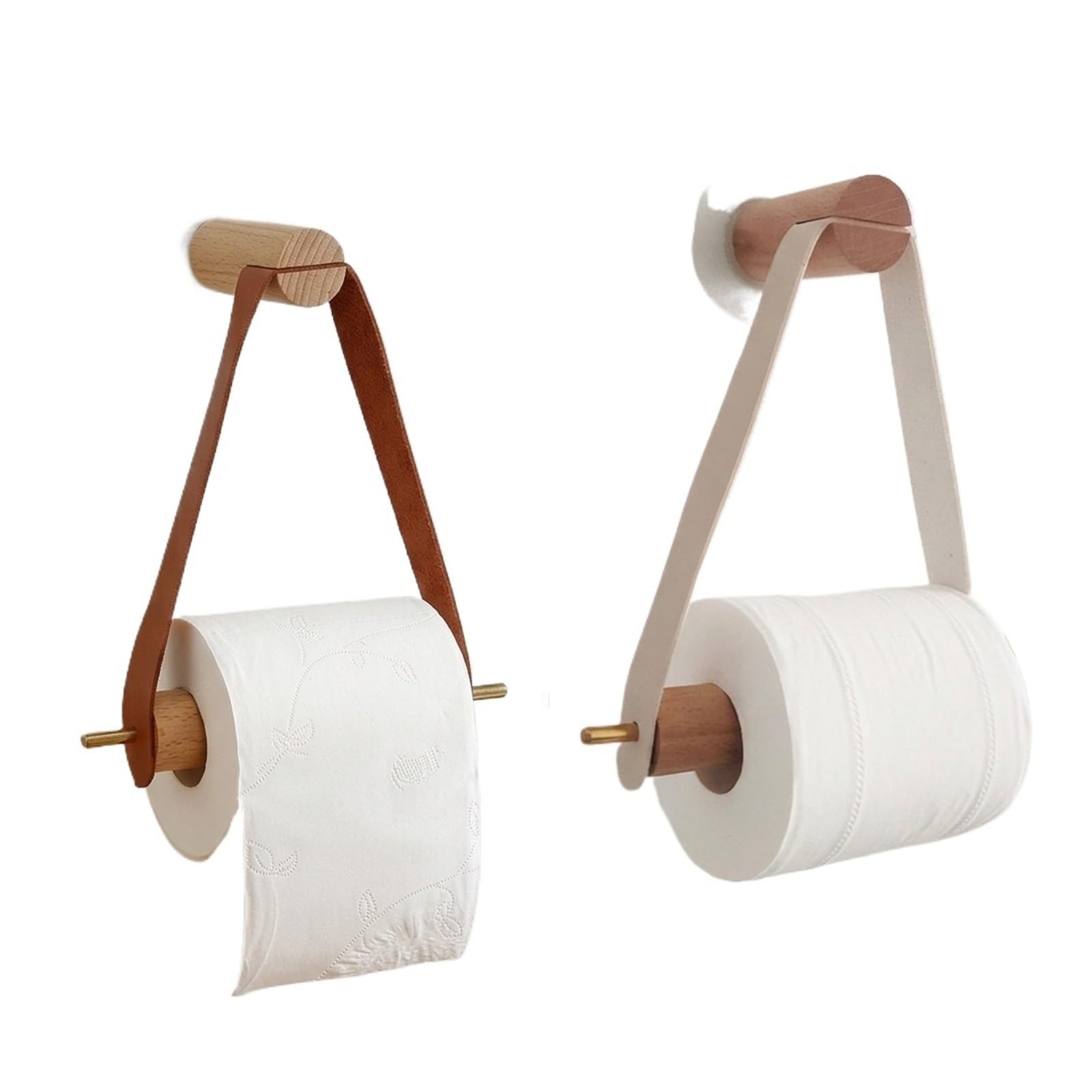 Rope Toilet Roll Holder Wall Mount Wooden Toilet Paper Holder