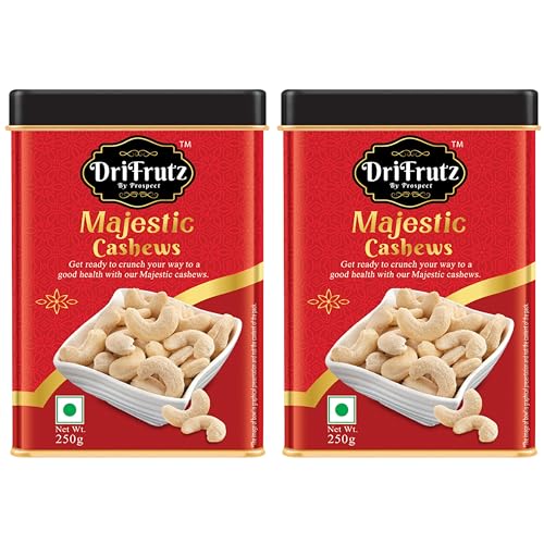 Image of DRIFRUTZ Majestic Cashew W180 | 500g (250g x 2) | Whole Cashew Kernels | Suitable for Gourmet Preparation, Thoughtful Gifting, Tasting Platters, and Protein-Rich Indulgence