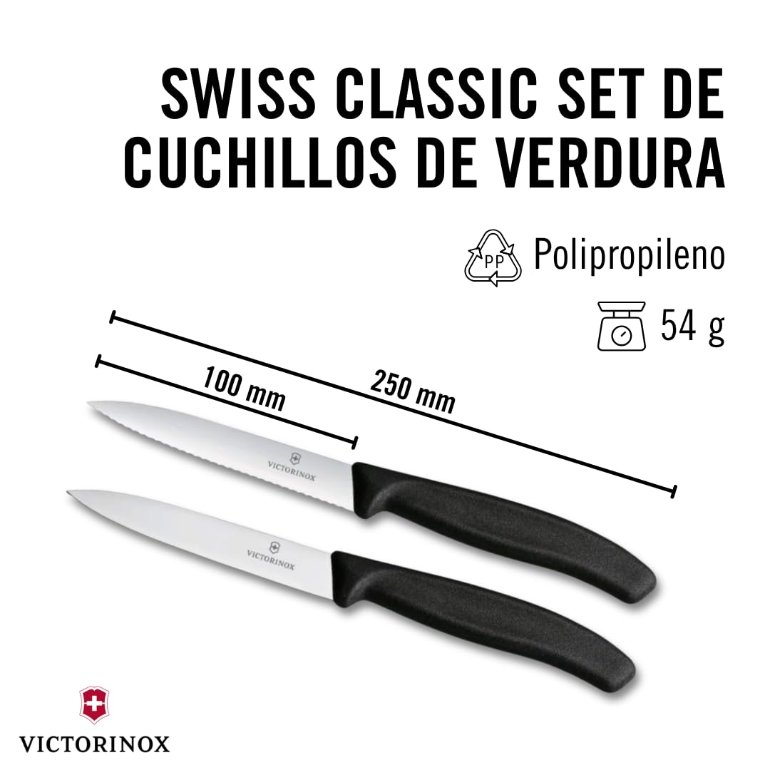 Victorinox Swiss Classic Juego de cuchillos para tomate y pelar 2 piezas Acero inoxidable Negro