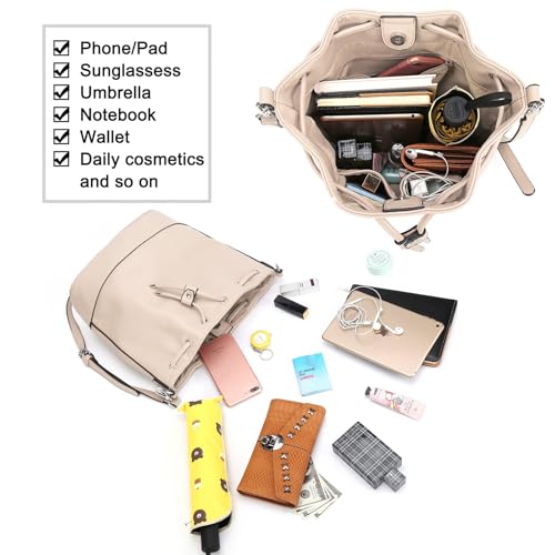 Image of AFKOMST Medium Bucket Bag for Women, Convertible Shoulder Crossbody Tote