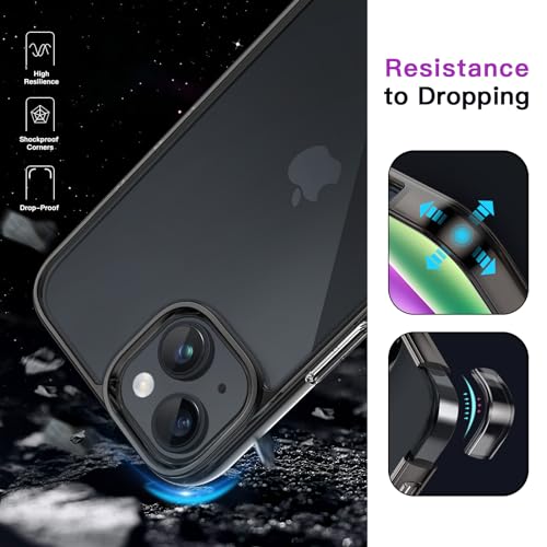 Image of JETech Polycarbonate Cover Case for iPhone 14 6.1-Inch, Non-Yellowing Shockproof Phone Bumper Cover, Anti-Scratch Clear Back (Black)
