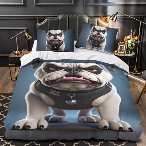 Housse de couette Bouledogue Français 3D microfibre douce - 4