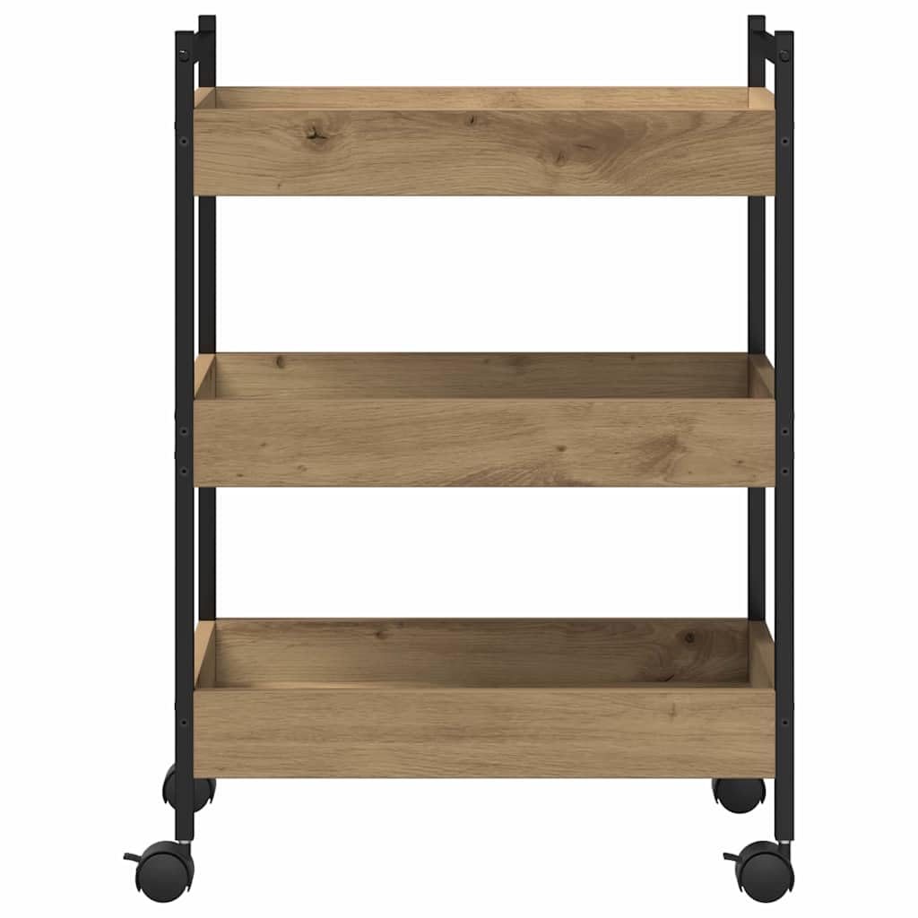 vidaXL Carro de Cocina Roble Artesanal 50 x 30 x 70 cm, Carro de Cocina Moderno, Carrito Rectangular móvil, Durable Madera, Almacenamiento rodante para Interiores