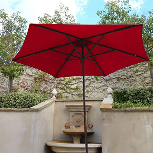 Formosa Covers 9Ft Umbrella Replacement Canopy 6 Ribs In Red (Canopy Only) #TOP6