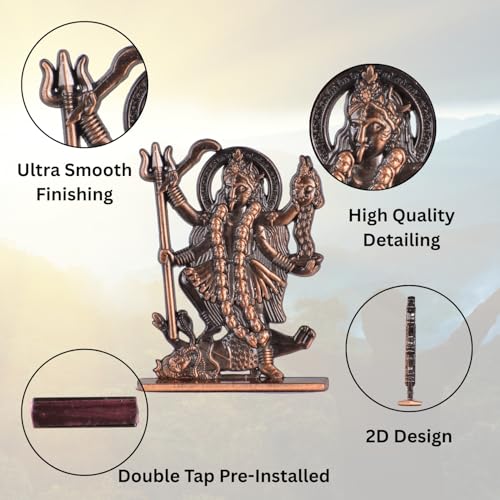 Image of BUC Mahakali Maa Both Side 2D Idol for Car Dashboard - Copper Finish Divine Kali MATA Murti for Temple, Car & Office (S970-CPR)