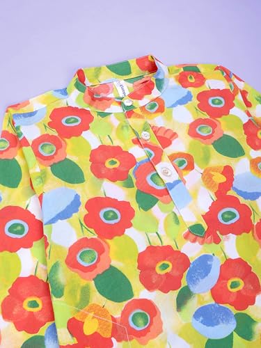 Image of KiddoPanti Boys 100% Cotton Ethnic Motif Printed Short Length Kurta